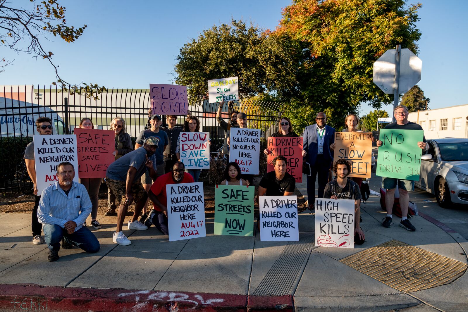 TVRR at a vigil in West Oakland in 2022 joined by then OakDOT Director Fred Kelley.